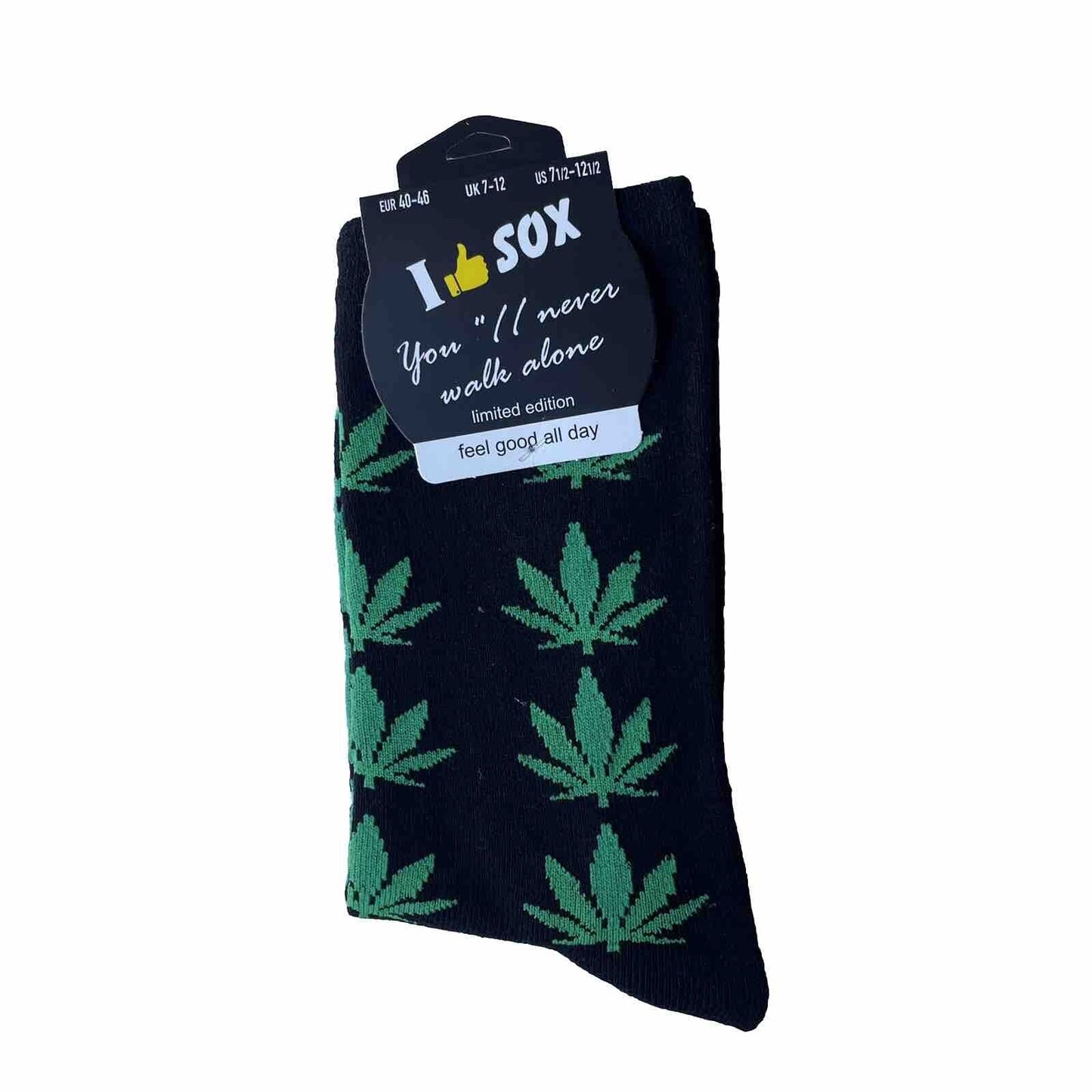 Novelty Socks Weed Green Leaves Packet