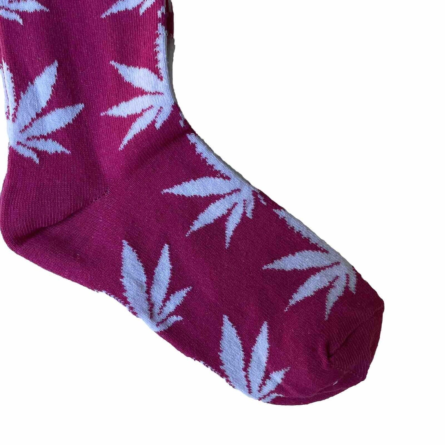 Novelty Socks Weed Pink Leaves Bottom