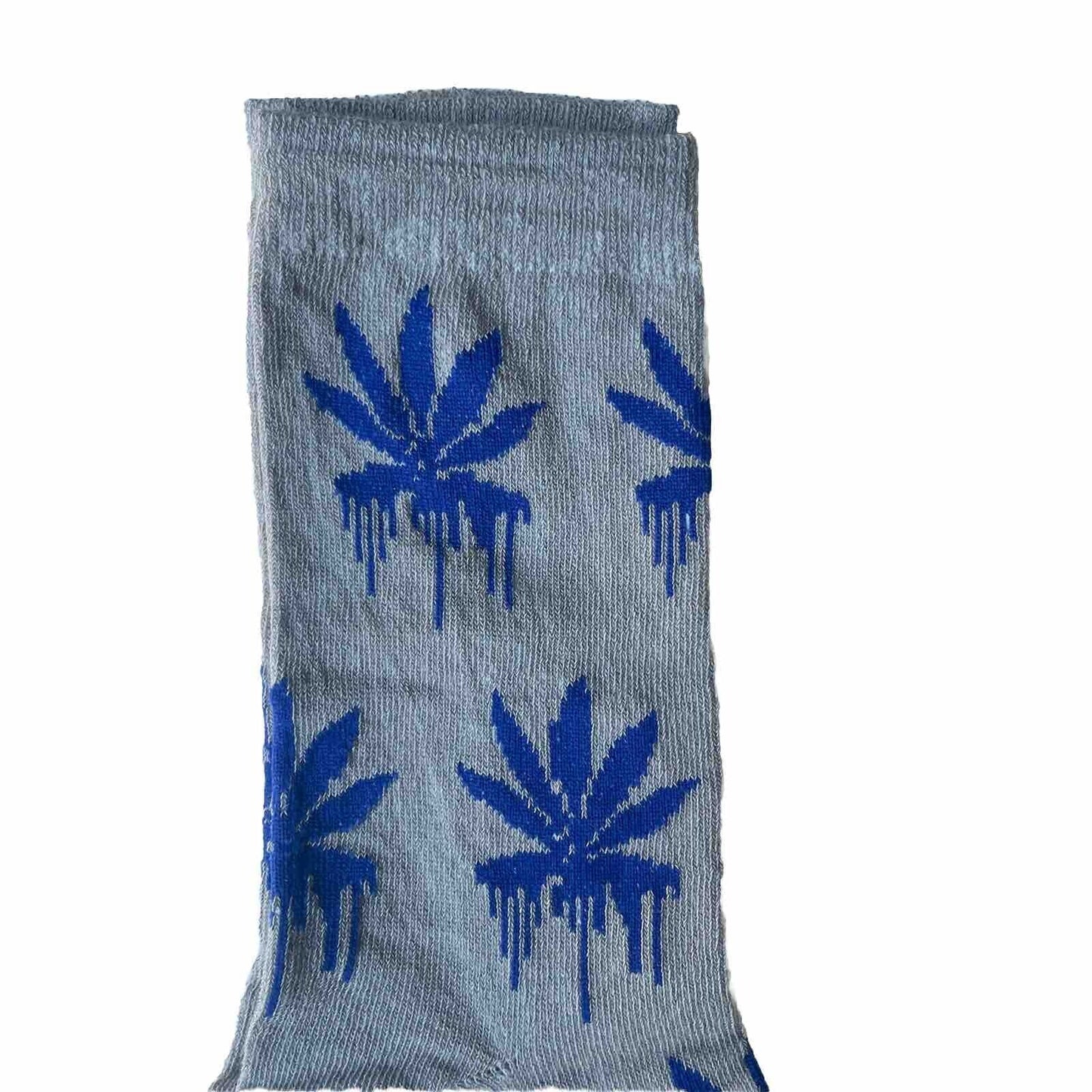 Novelty Socks Weed Blue Melting Leaf Size US 4½ - 9½ One Dozen