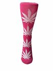 fun novelty socks weed pink leaves front