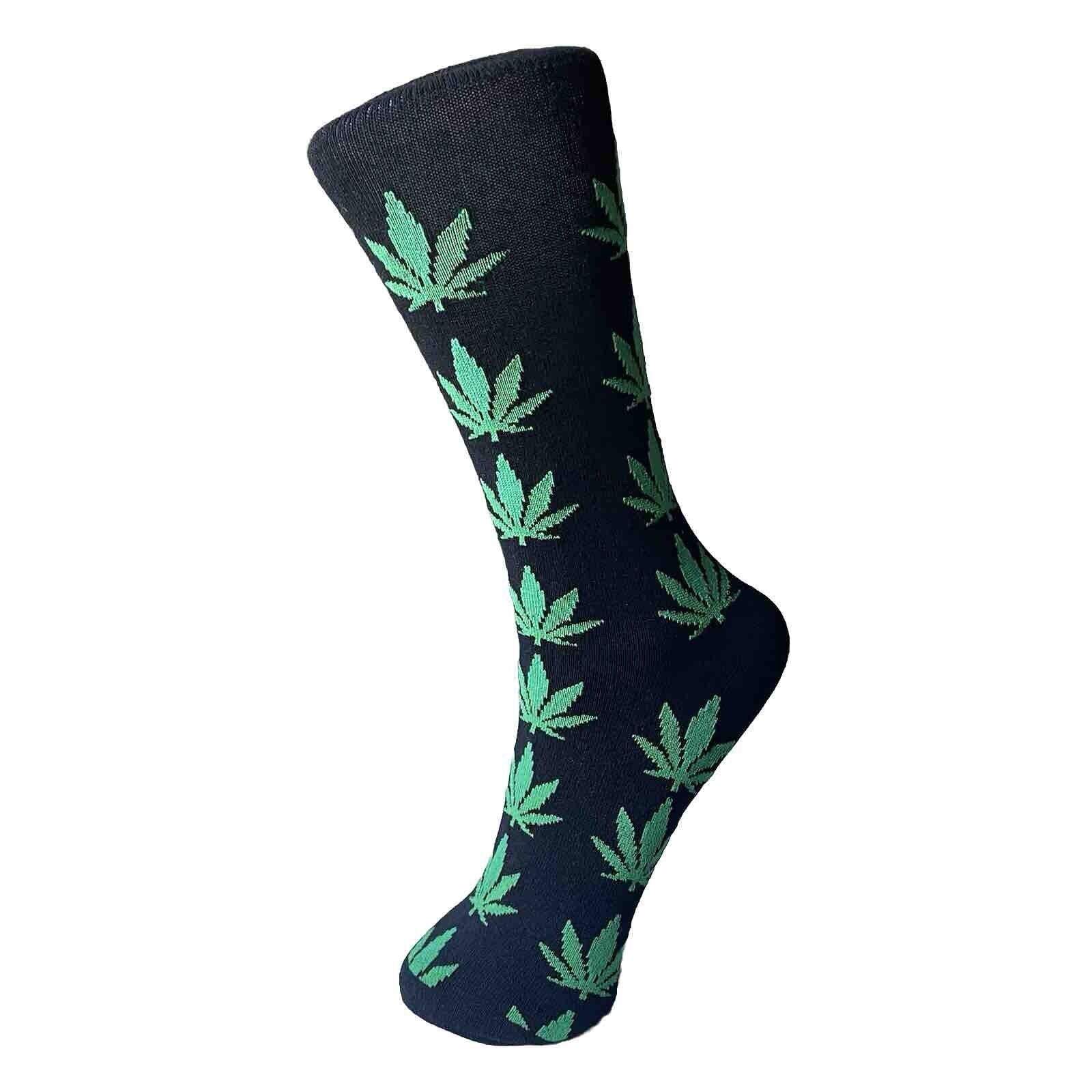 fun novelty socks weed green leaves 