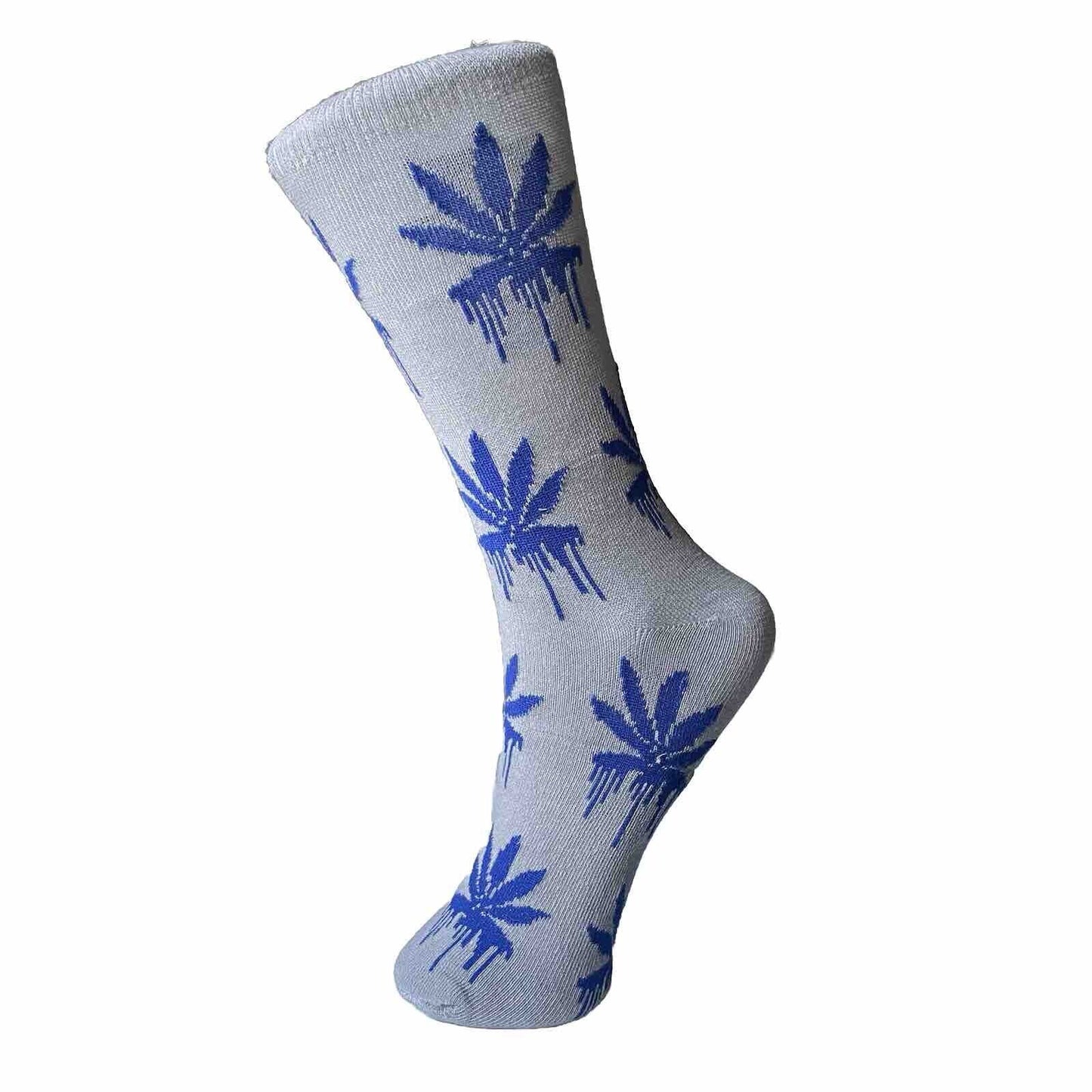 fun novelty socks weed blue leaves
