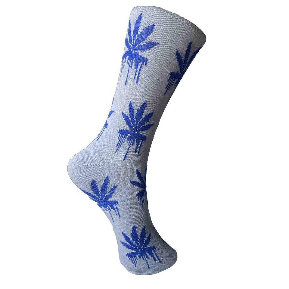 fun novelty socks weed blue leaves side 2 